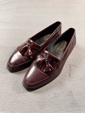 Stafford Burgundy Leather Tassel Loafers- Made in Italy